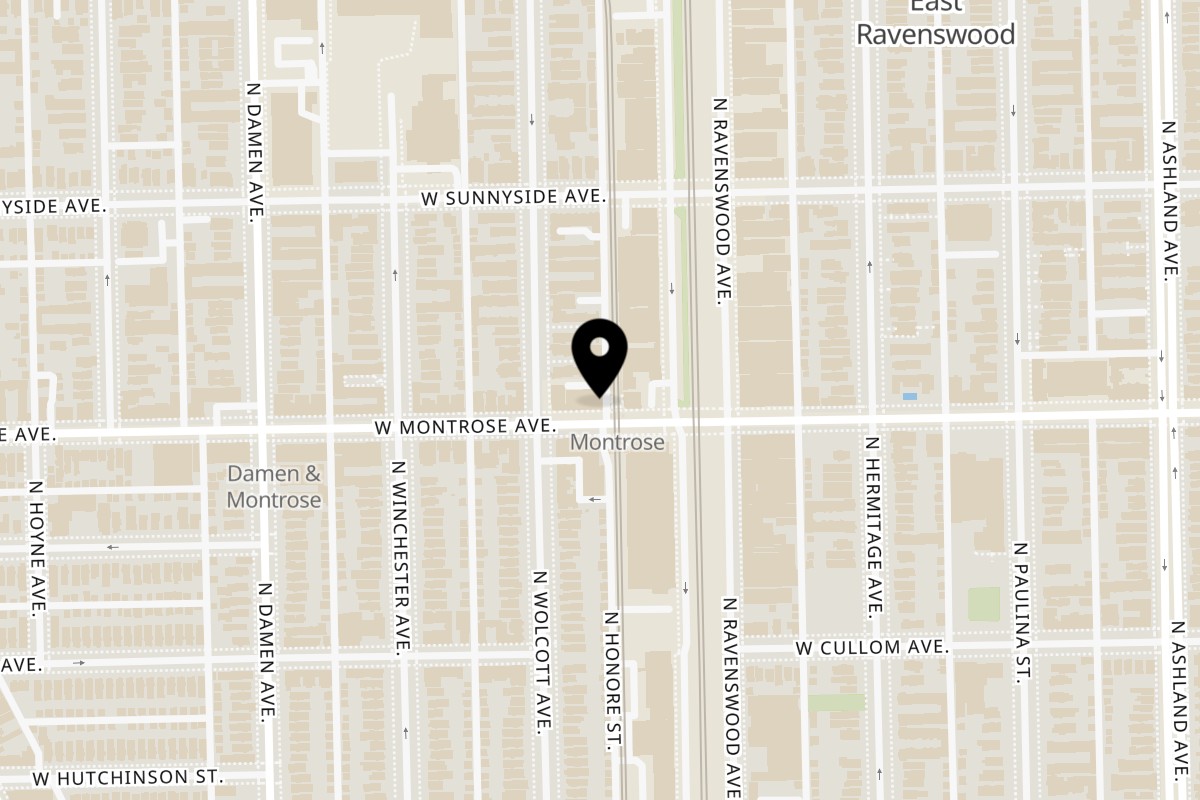 Map showing the location of PastaFi Ravenswood on 1818 W Montrose Ave in Chicago